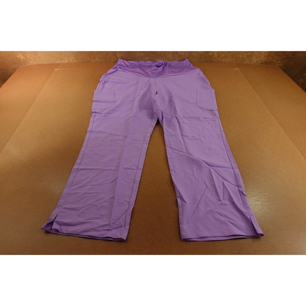 Mandala Womens Maternity 3XL Lavender Drawstring Split Hem Cargo Scrub Pants NWT